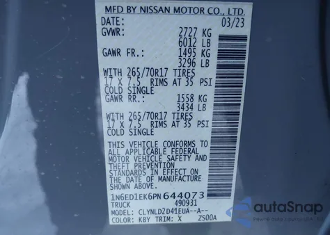 2023 Nissan Frontier Pro-4X 4X4 from USA, damaged, VIN 1N6ED1EK6PN644073